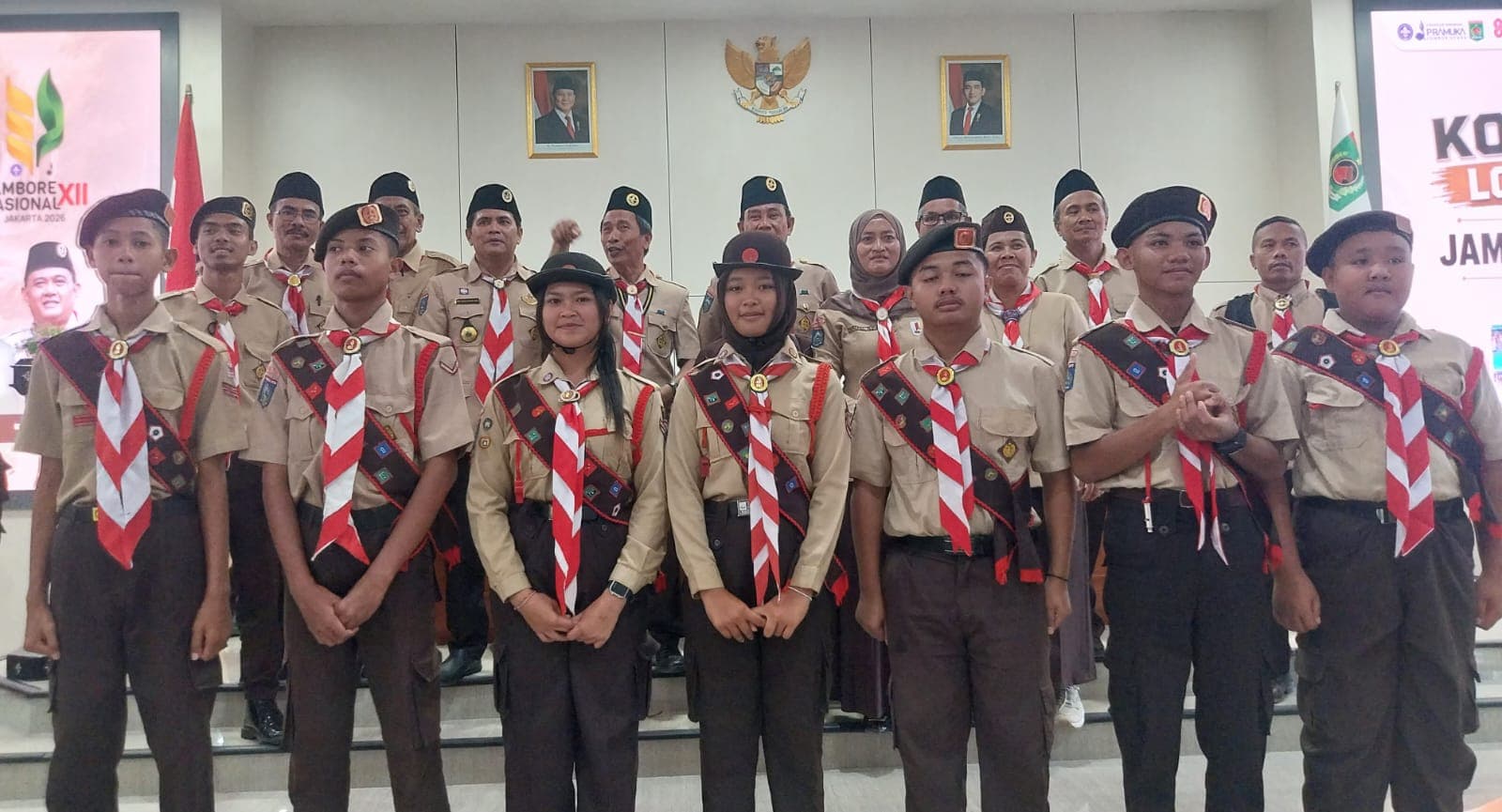 Siswa MTs Pramuka bersiap berangkat mengikuti jambore